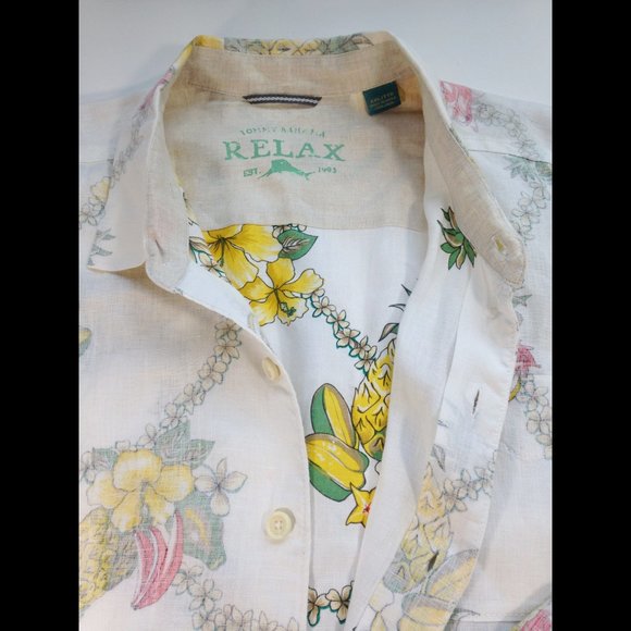 Tommy Bahama LONG SLEEVE Linen Shirt Reverse Print Tropical Fruit Floral NEW 2XL - Picture 3 of 10